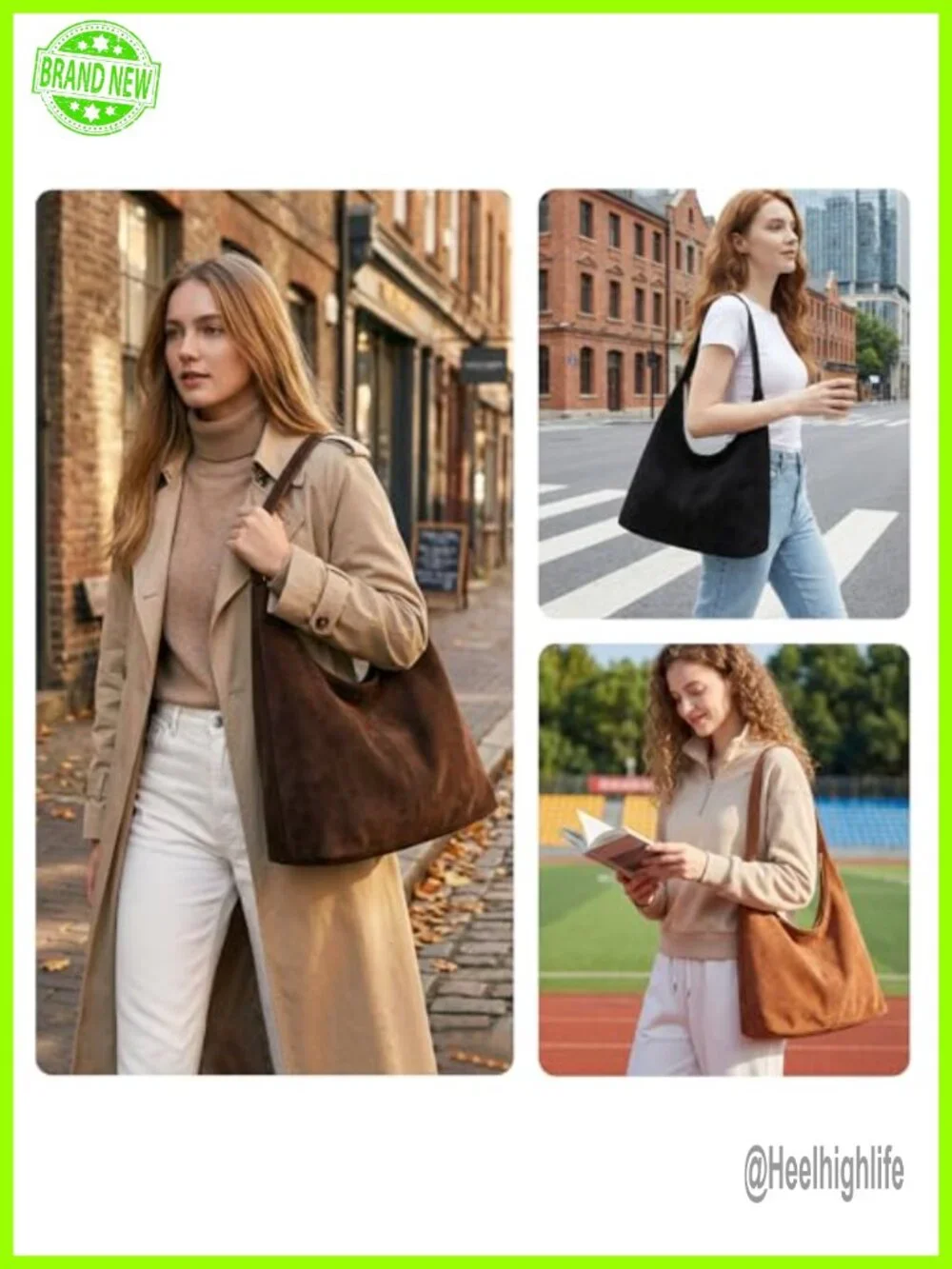 Slouchy Suede Hobo Bag Faux Suede Leather Shoulder Purse Tote